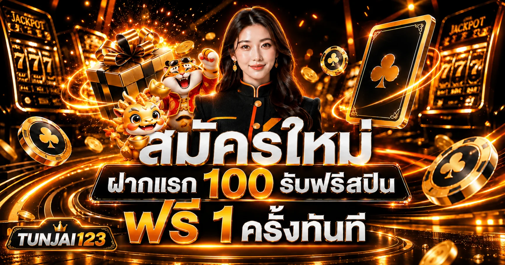 แบนเนอร์สมัคร TUNJAI123 พร้อมตัวละครเกม